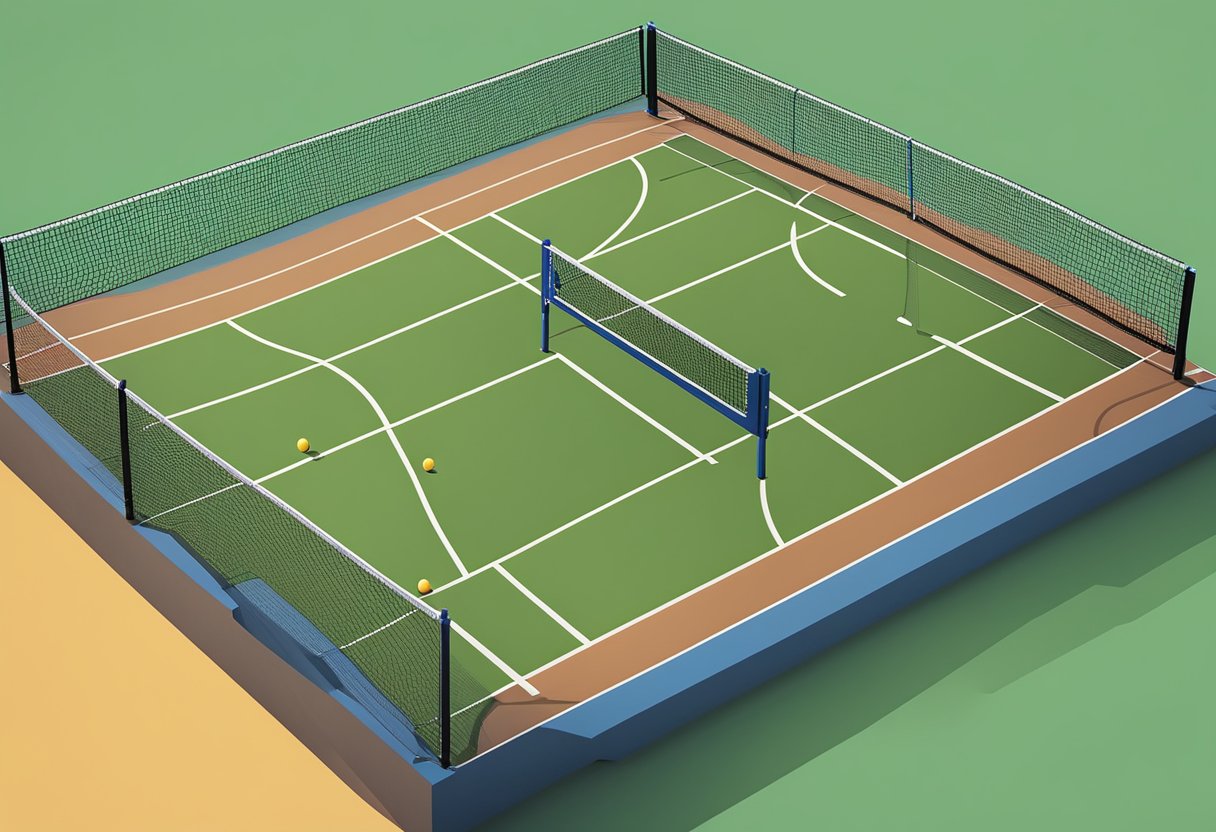 A pickleball court with cones set up for precision drills